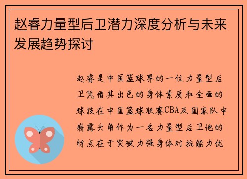 赵睿力量型后卫潜力深度分析与未来发展趋势探讨
